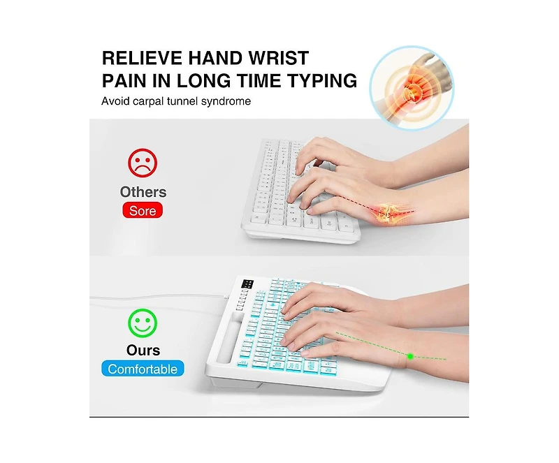 Large Print Backlit Computer Keyboard, Wired Usb with 7-Color Backlight, Easy to Read for Laptop Pc Windows Desktop