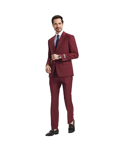 Stacy Adams Men's Hybrid-Fit 3pc Notch Lapel Suit Set, Jacket Vest and Pants