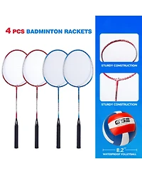 Gse Games & Sports Expert Volleyball and Badminton Combo Set with Net,4 Rackets,3 Birds, Pu Volleyball and Carrying Bag (Recreational)