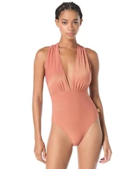 Vince Camuto Women's Sparkle Plunge One-Piece Swimsuit
