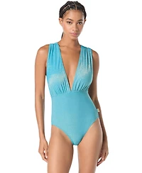 Vince Camuto Women's Sparkle Plunge One-Piece Swimsuit