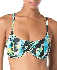 Vince Camuto Women's Printed Scoop Neck Underwire Bikini Top
