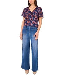 Vince Camuto Women's Flutter-Sleeve V-Neck Blouse
