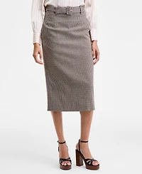 French Connection Women's Houndstooth Belted Midi Skirt