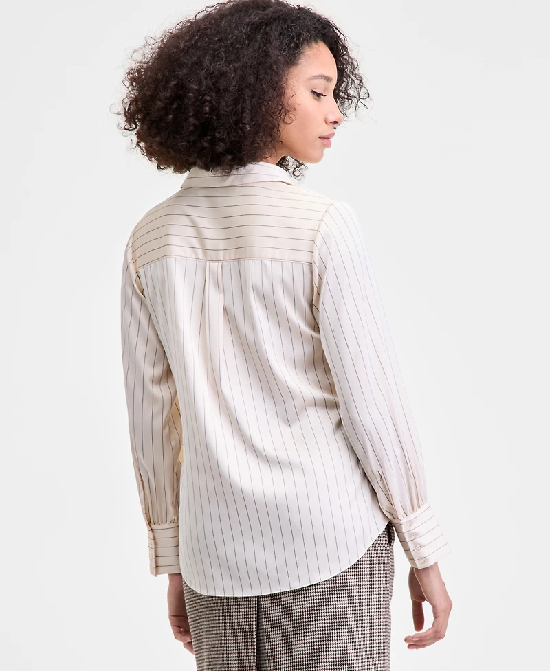 French Connection Women's Satin Pinstriped Top