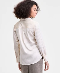 French Connection Women's Satin Pinstriped Top