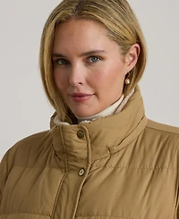 Lauren Ralph Plus Faux-Fur-Trim Hooded Puffer Coat