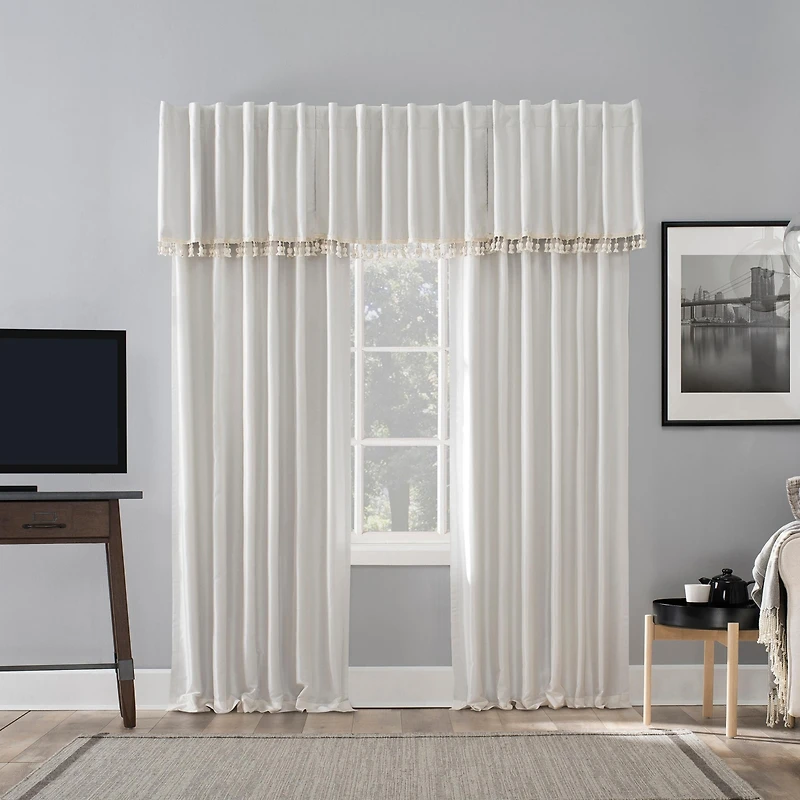 Evelina Faux Dupioni Silk Thermal Extreme 100% Blackout Back Tab Curtain Panel