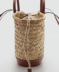 Mango Women's Large Double-Handle Natural Fiber Basket Bag