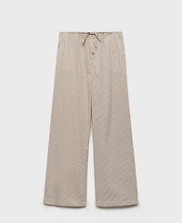 Mango Women's Elastic Detail Striped Pajama Pants