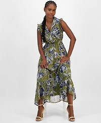 Anne Klein Plus Floral-Print Smocked Shirtdress