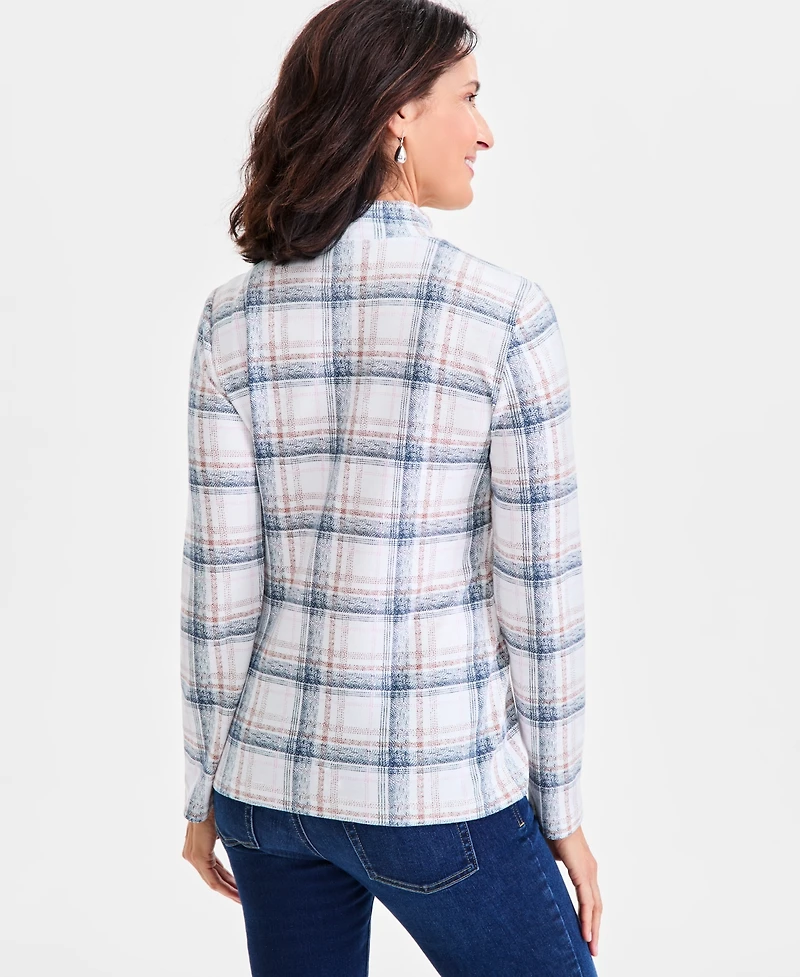 Style & Co Women's Printed Mock Neck Knit Top, Macy's Exclusive