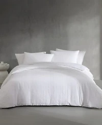 Calvin Klein Solid Puckered Grid Duvet Cover Set