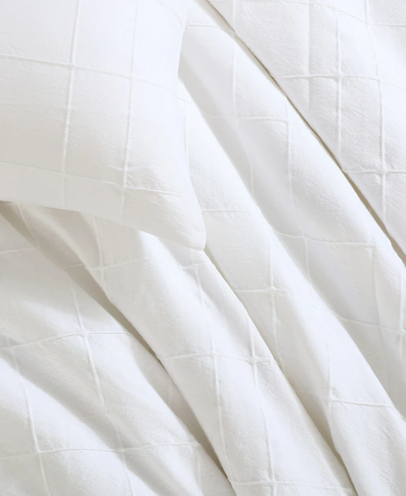 Calvin Klein Solid Puckered Grid 3-Pc. Duvet Cover Set