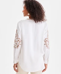 Style & Co Women's Embroidered Long-Sleeve Tunic, Macy's Exclusive