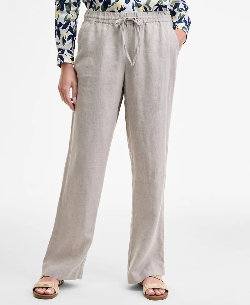 Charter Club Women's 100% Linen Drawstring Pants, Created for Macy's
