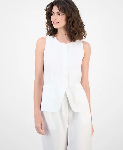Charter Club Women's 100% Linen Vest, Macy's Exclusive