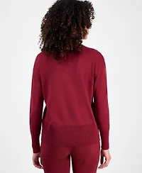 Jm Collection Petite Lace-Up Shoulder V-Neck Sweater, Macy's Exclusive