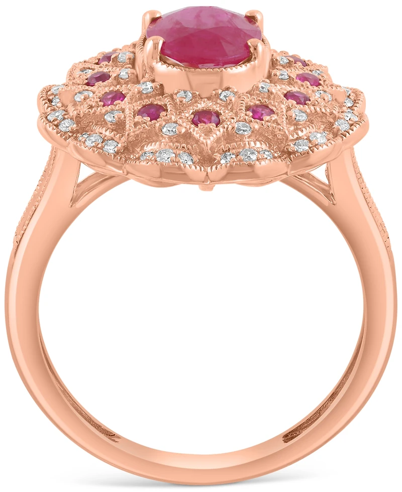 Effy Ruby (1-1/2 ct. t.w.) & Diamond (3/8 ct. t.w.) Statement Ring in 14k Rose Gold