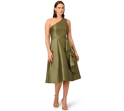 Adrianna Papell Women's One-Shoulder Fit & Flare Midi Dress