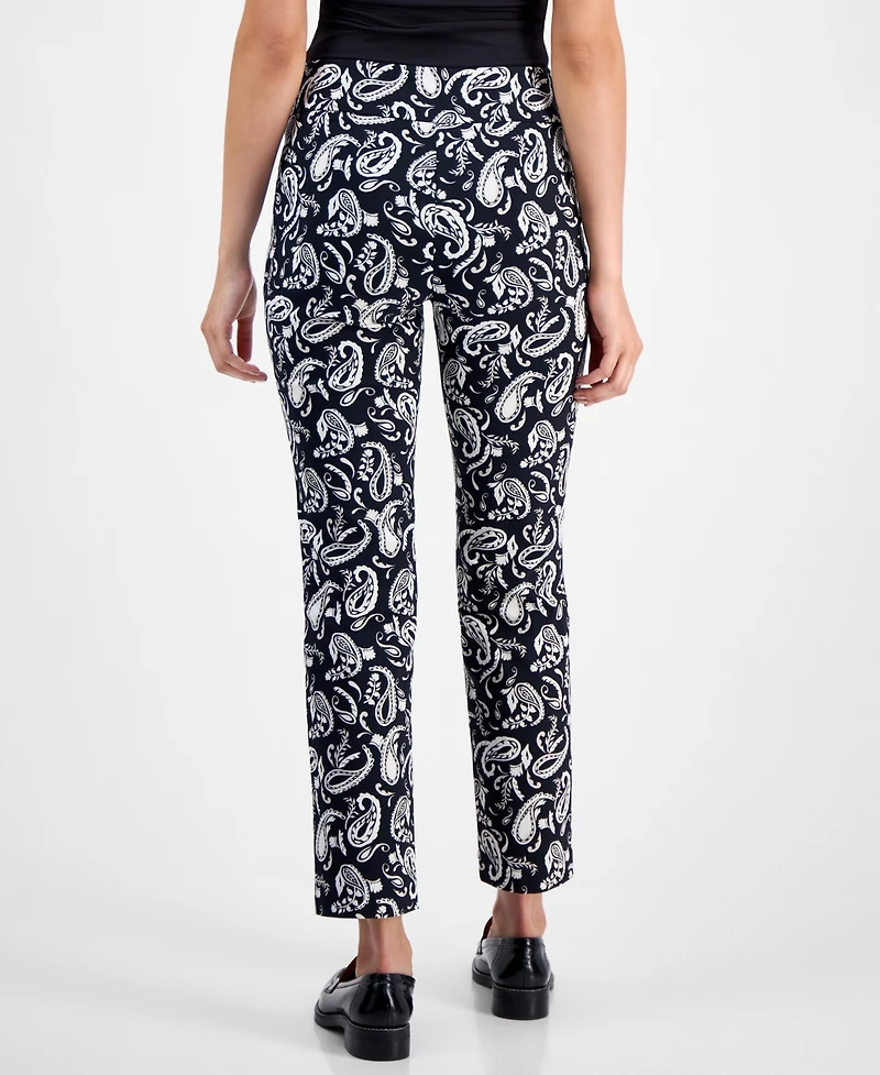 Jm Collection Petite Paisley Rivet-Waist Pull-On Pants, Macy's Exclusive