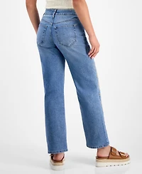 And Now This Petite High-Rise Embellished Straight Jeans