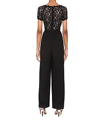 White Tie by Shani Women's Lace & Scuba Crepe Wide-Leg Jumpsuit