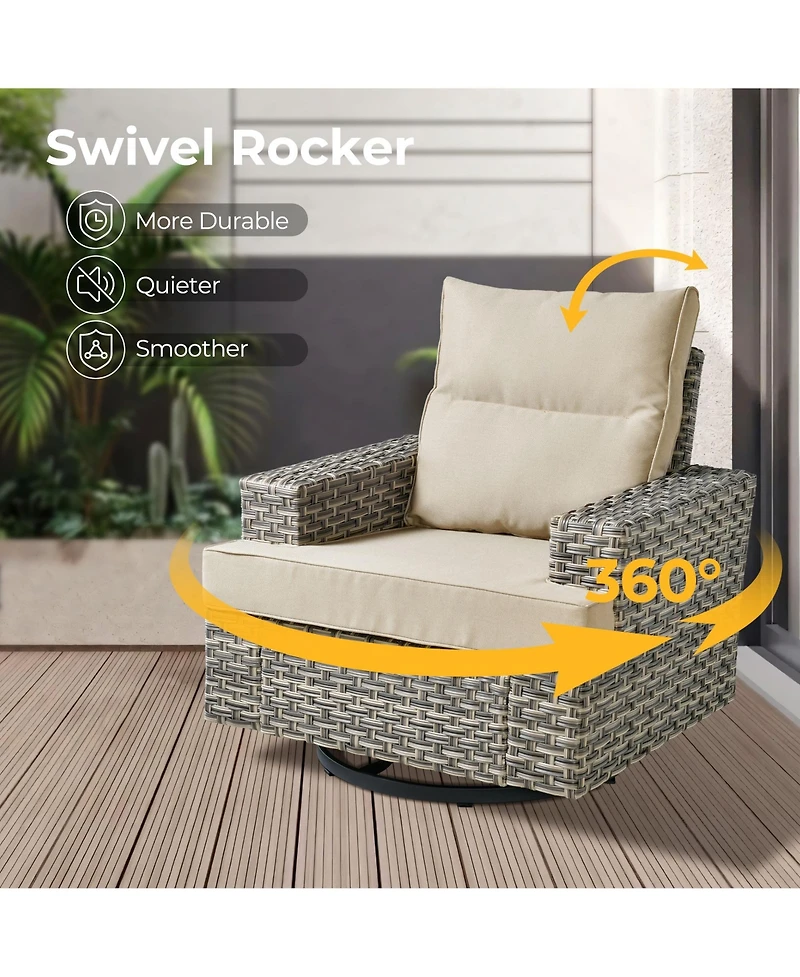 Xizzi Wicker Outdoor Patio Furniture Set, 9PCS Rattan Modular Sectional Sofa,Outside Swivel Rocking Chairs Coversation Set with Side Table