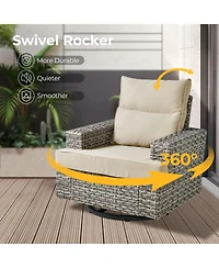 Xizzi Wicker Outdoor Patio Furniture Set, 9PCS Rattan Modular Sectional Sofa,Outside Swivel Rocking Chairs Coversation Set with Side Table