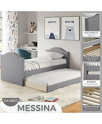 Boyd Sleep Messina Faux Leather Upholstered Daybed with Pull out trundle, Twin