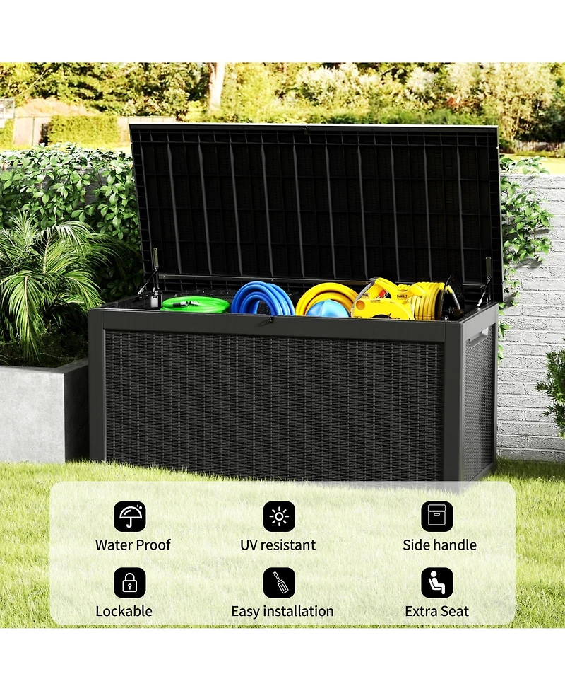 260 Gal 0utdoor Storage Resin Deck Box Large Patio Container