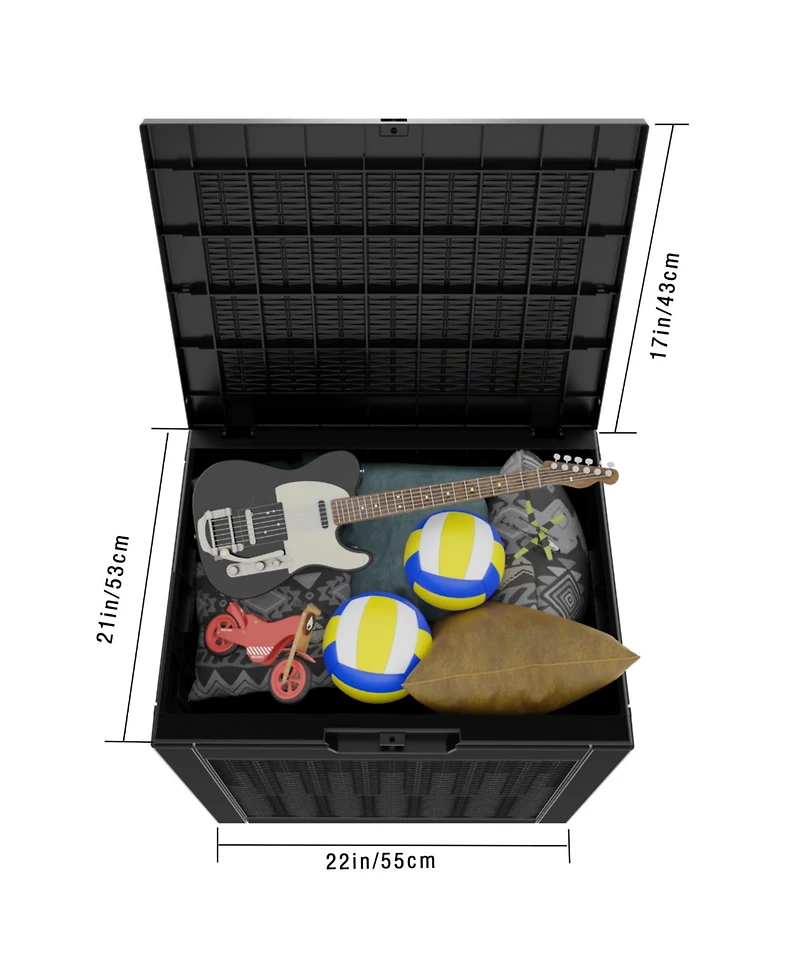 31 Gal Rattan Deck Boxes for Outdoor Storage with Side Handles