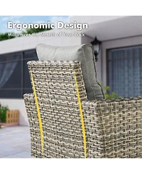 Xizzi15 Piece Outdoor Patio Furniture Sets with Fire Pit Table,Wicker Sectional Sofa Swivel Chairs,Solar Powered Coffee Table and Ottoman