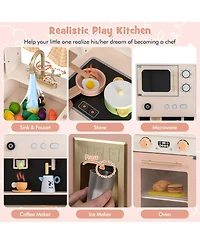 Kids Kitchen Playset with Microwave and Coffee Maker for Ages 3+