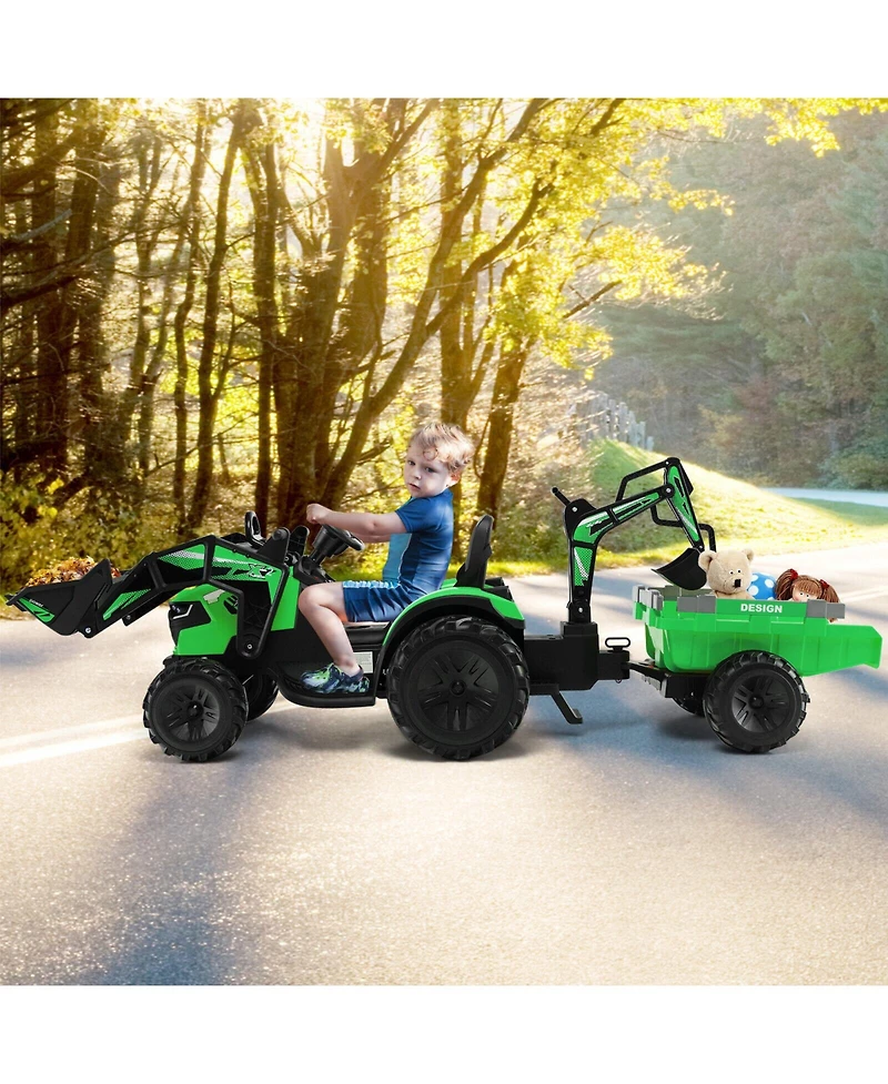 12V 3 in 1 Kids Ride On Excavator with Shovel Bucket and Music