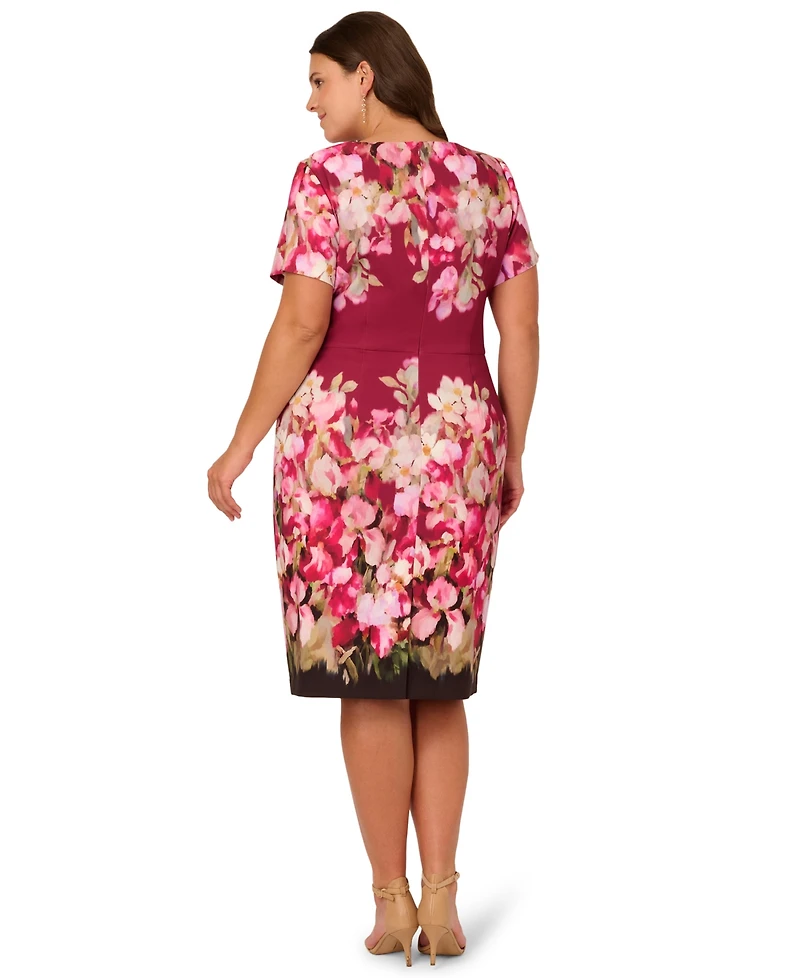Adrianna Papell Plus Short-Sleeve Sheath Dress