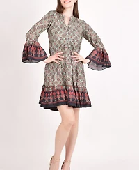 Raas Women's Boho Green Mini Dress