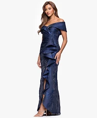 Xscape Women's Jacquard Long Fit & Flare Dress