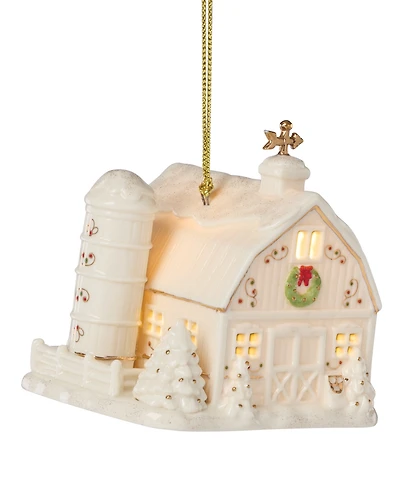 New For 2025! Lenox Mistletoe Park Barn Lit Ornament