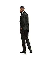 Stacy Adams Men's 3-Piece Paisley Jacket With Solid Vest And Pants Suit Notch Lapel