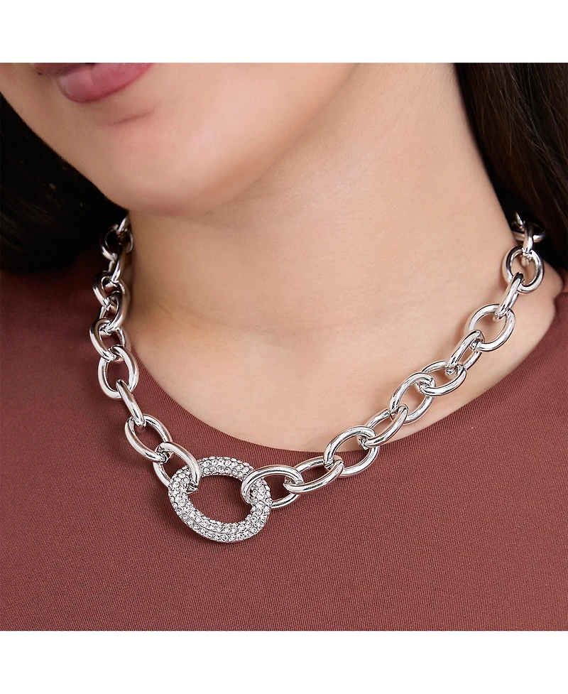 Jessica Simpson Oval Pave Link Statement Necklace