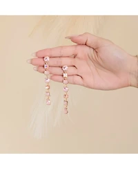 Jessica Simpson Light Pink Crystal Linear Drop Earrings in Gold-Tone
