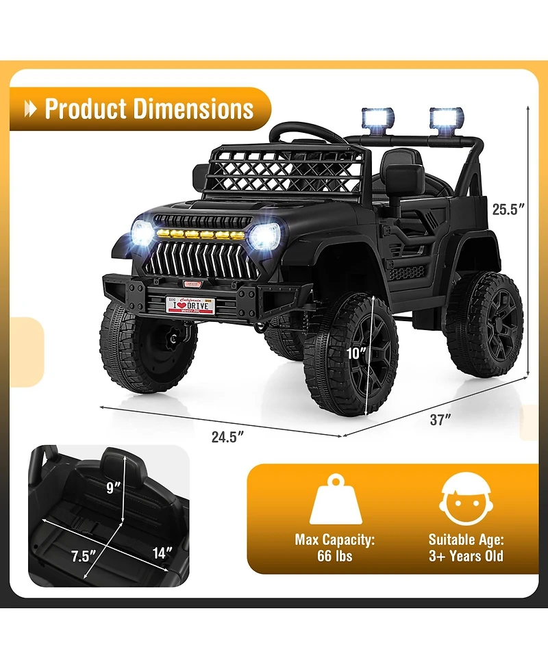 Gymax 12V Kids Ride on Truck Car Battery Powered Toddler Electric Vehicle w/ 3 Speeds