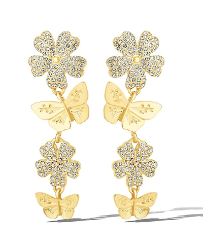 Jessica Simpson Vertical Butterfly Drop Earrings with Shiny Gold Finish