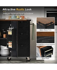 Casainc 54.5" Farmhouse Kitchen Island with Power Outlet, Drop Leaf, Spice Rack and Storage