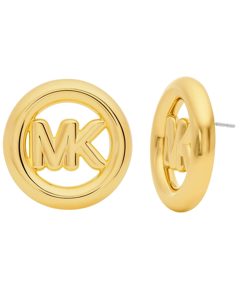 Michael Kors Gold-Tone Medium Logo Stud Earrings