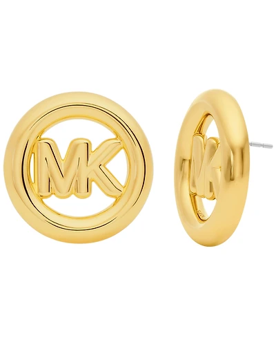 Michael Kors Gold-Tone Medium Logo Stud Earrings