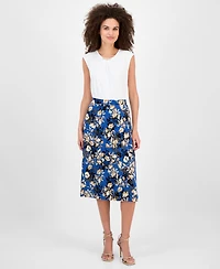 Kasper Women's Printed Pull-On Midi Skirt, Regular & Petite