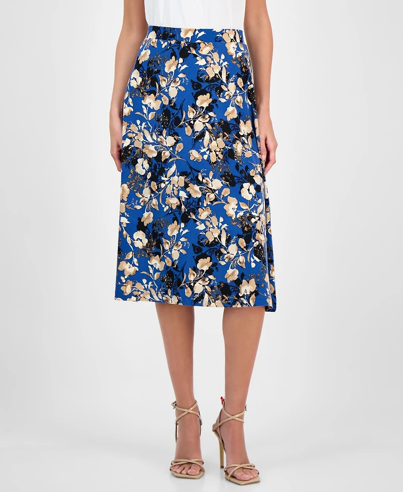 Kasper Women's Printed Pull-On Midi Skirt, Regular & Petite