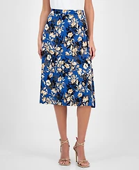 Kasper Women's Printed Pull-On Midi Skirt, Regular & Petite